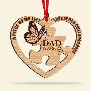 A Piece Of Me Left Heaven Personalized Wood Ornament - Ornament - GoDuckee