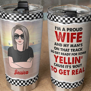 Personalized Racing Mama Tumbler - Get ready for some yellin' cause it's 'bout to get real - Tumbler Cup - GoDuckee
