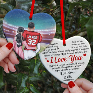 American Football Couple Love Never Fails - Personalized Ornament - Gift for Couple - Couple Shoulder to Shoulder - Ornament - GoDuckee