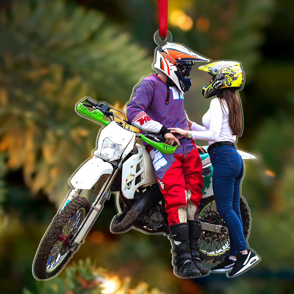 Custom Motocross Couple Ornament, Christmas Tree Decor - Ornament - GoDuckee