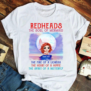 Redheads The Soul Of Mermaid The Fire Of A Lioness The Heart Of A Hippie The Spirit Of A Butterfly Custom Shirts - Shirts - GoDuckee
