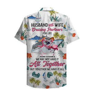 Personalized Cruising Partners Hawaiian Shirt - Flamingo Husband And Wife Fol8-Vd1 - Hawaiian Shirts - GoDuckee