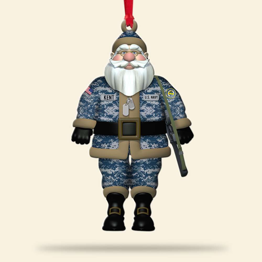 Veteran Mr. Claus Personalized Acrylic Ornament - Ornament - GoDuckee
