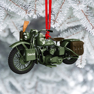 Army Military Motorcycle - Personalized Christmas Ornament - Ornament - GoDuckee