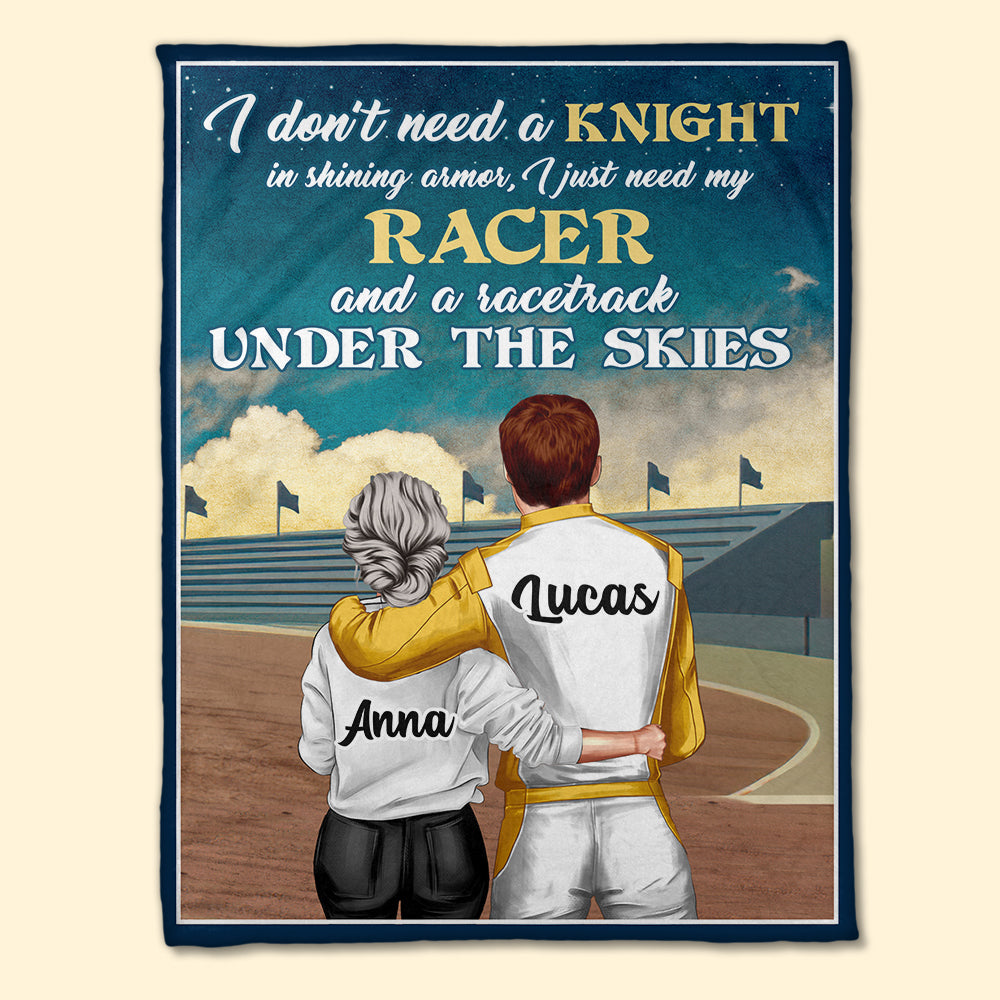 Personalized Racing Couple Blanket - I Just Need My Racer And A Racetrack Under The Skies - Blanket - GoDuckee