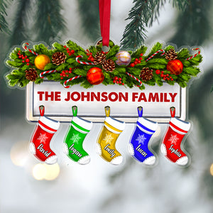 Personalized Christmas Family Ornament, Custom Christmas Socks, Christmas Tree Decor - Ornament - GoDuckee