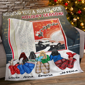 Wishing You A Novel Ous Holiday Season, Personalized Christmas Book Blanket Gift For Besties - Blanket - GoDuckee