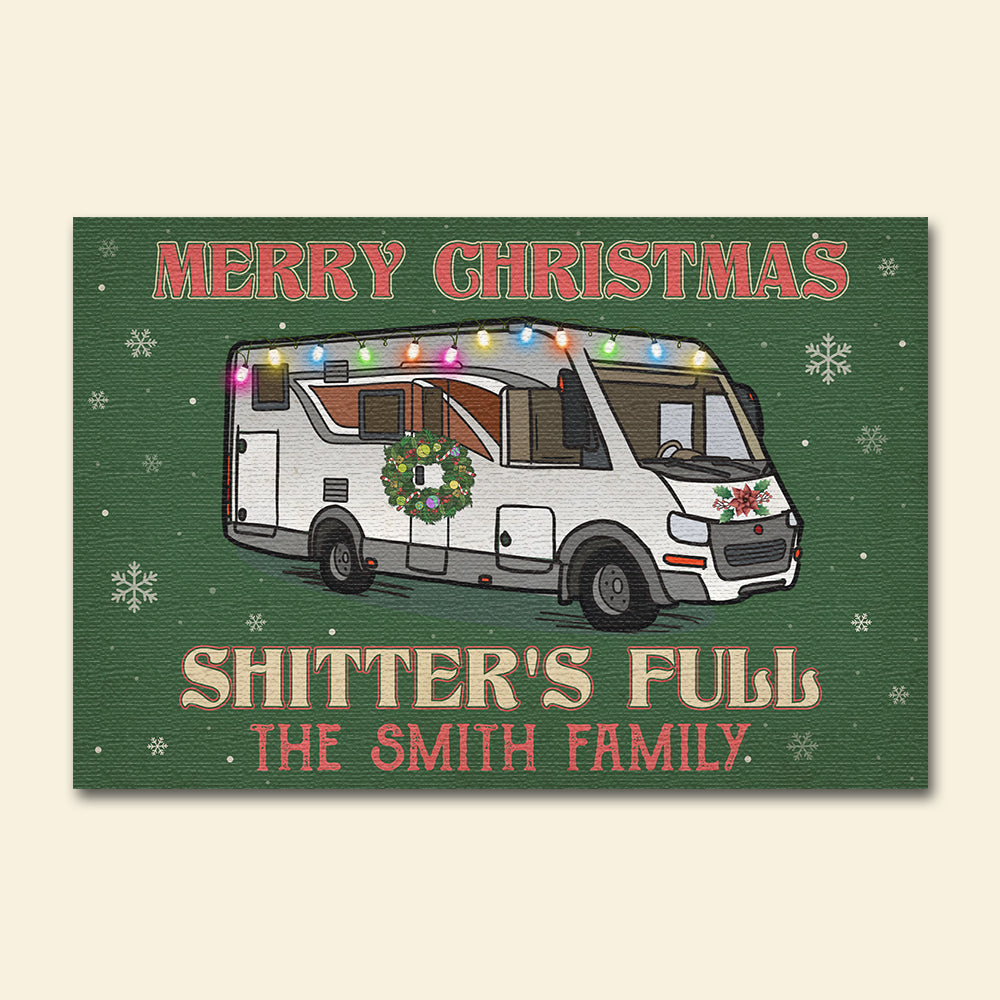Custom Christmas Camper Doormat - Merry Christmas Shitter's Full - Doormat - GoDuckee