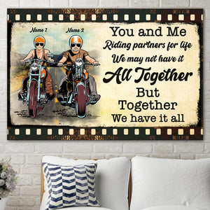 Personalized Biker Couple Poster - You and Me Riding Partners for Life - Film Frame - Poster & Canvas - GoDuckee