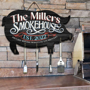 Proudly Serving Whatever You Brought Personalized Grill Wood Key Hanger - Wood Sign - GoDuckee