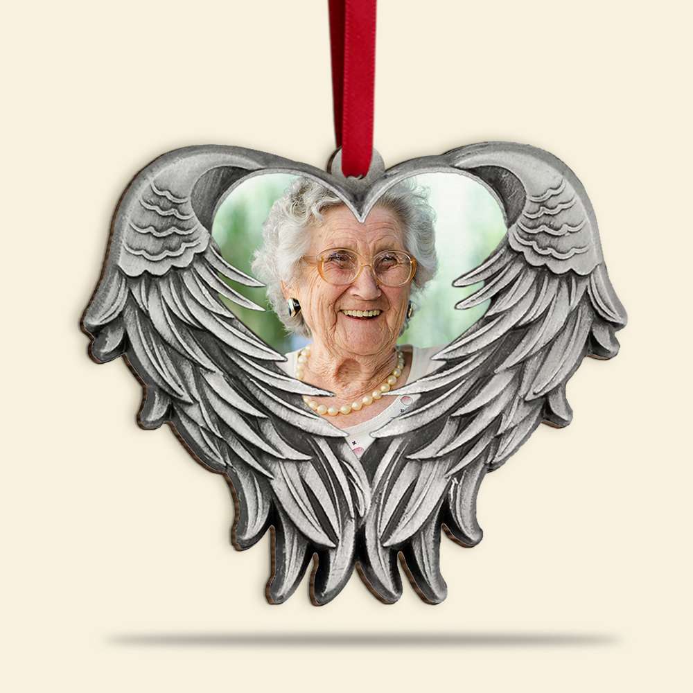 In Loving Memories Of A Loss One in Heaven, Upload Photo Wood Ornament, Gift For Family, Memorial - Ornament - GoDuckee
