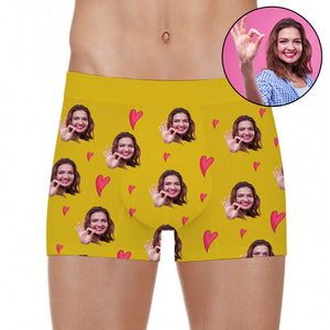 Custom Photo Men Boxer Briefs Yellow Heart - Boxer Briefs - GoDuckee