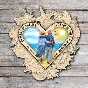 Old Couple Walking On Beach - Personalized Couple Wood Sign - You Found Me - Wood Sign - GoDuckee