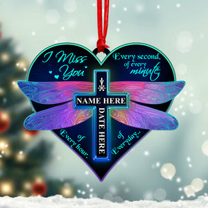 Dragonfly Cross, Miss You Every Day - Personalized Ornament - Memorial Gift - Ornament - GoDuckee