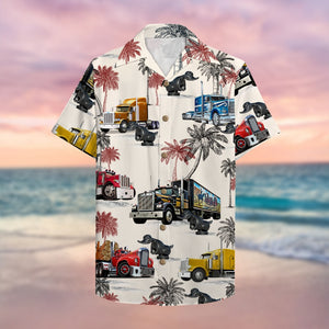 Truck With Duck Pattern Hawaiian Shirt, Aloha Shirt - Summer Gift For Trucker - Hawaiian Shirts - GoDuckee