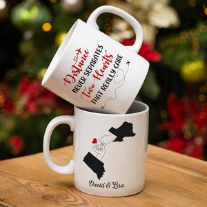 Distance Never Separates Two Hearts That Really Care Personalized Couple Mug, Gift For Couple - Coffee Mug - GoDuckee