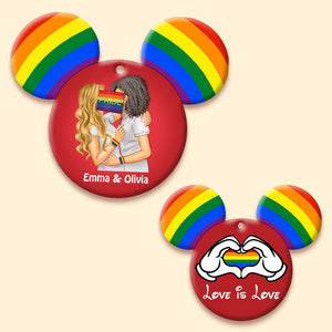 Love Is Love Personalized LGTBT Christmas Ornament - Gift For Couple - Ornament - GoDuckee