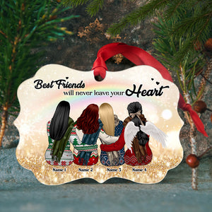 Heaven Best Friends Will Never Leave Your Heart - Personalized Aluminium Benelux Ornament - Ornament - GoDuckee