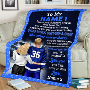 Personalized Hockey Couple Blanket - Promise to Love You For The Rest Of Mine - Couple Shoulder to Shoulder - Blanket - GoDuckee