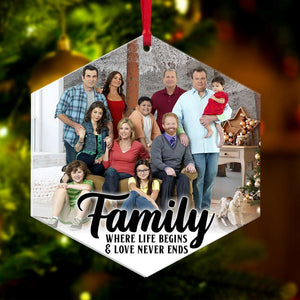 Family Where Life Begins and Love Never Ends, Personalized Acrylic Ornament - Ornament - GoDuckee