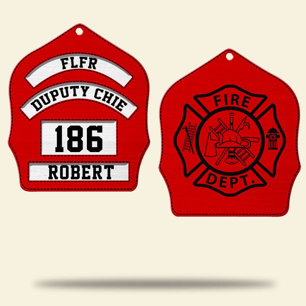 Firefighter Shield With Customized Logo - Personalized Christmas Ornament - Ornament - GoDuckee