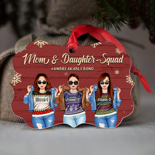Mom & Daughter Squad - Personalized Ornament - Gift for Mom, Daughter - Cool Denim Girl - Ornament - GoDuckee