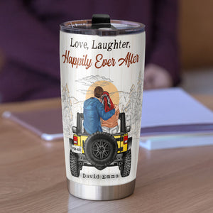 Love Laughter Happily Ever After Personalized Car Couple Tumbler Gift For Couple - Tumbler Cup - GoDuckee