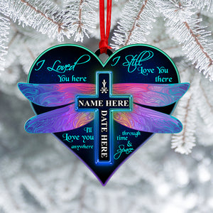 Dragonfly Cross, Love You To Time & Space - Personalized Ornament - Memorial Gift - Ornament - GoDuckee