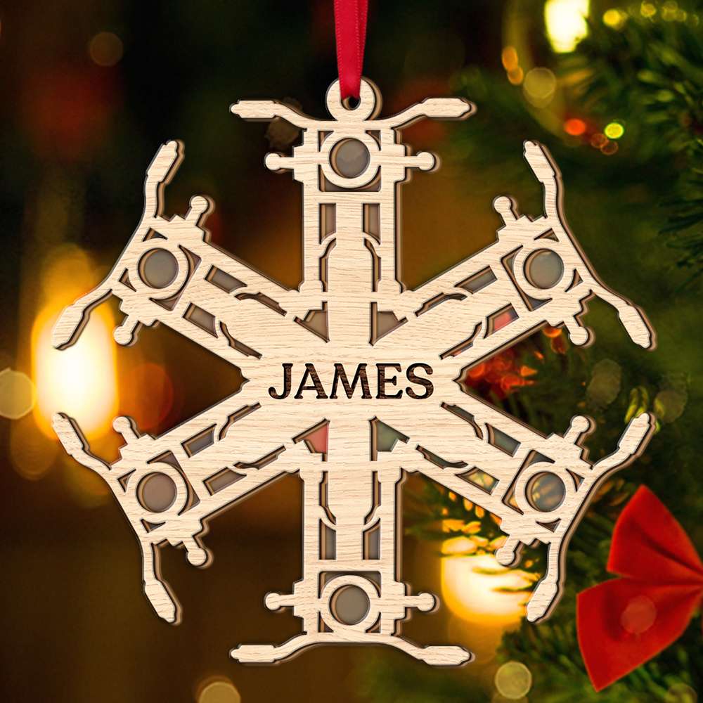 Biker Motorcycle Snowflake, Personalized 2 Layered Mix Ornament, Christmas Gift - Ornament - GoDuckee