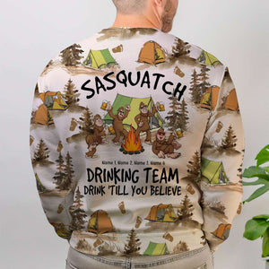 Personalized Drinking Bigfoot All Over Print Shirt - Sasquatch Drinking Team Drink 'till you believe - AOP Products - GoDuckee