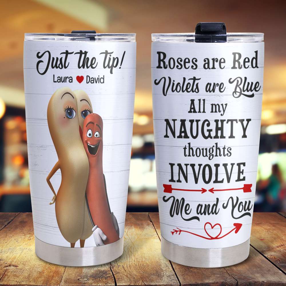 Personalized Funny Couple Tumbler - All My Naughty Thoughts Involve Me -  GoDuckee