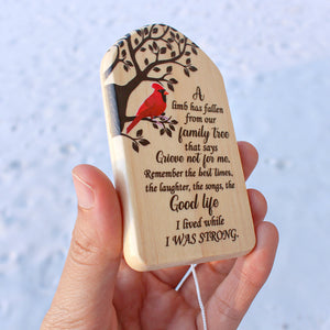 Personalized Cardinal Wind Chimes, A Limb Has Fallen From Family Tree, Memorial Gift for Loss Of Loved One - Wind Chimes - GoDuckee