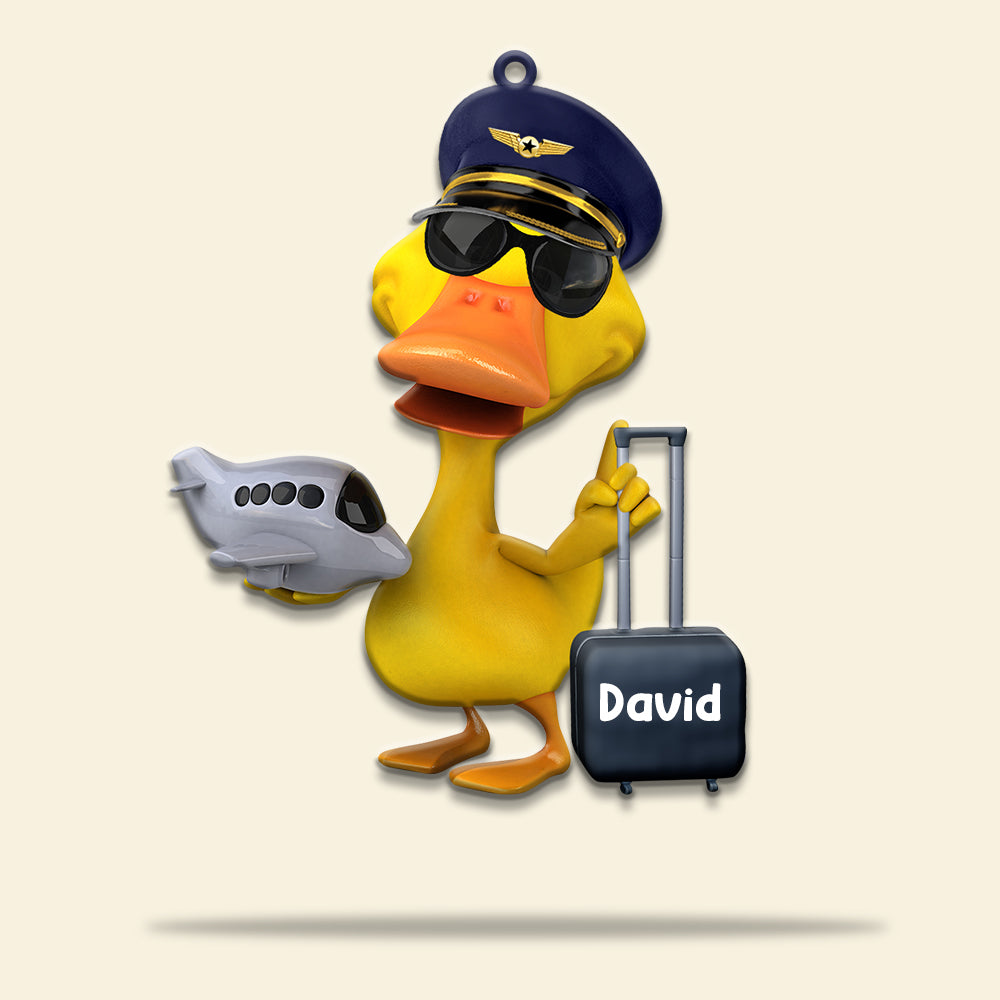 Pilot Duck - Personalized Car Ornament And Keychain - Gift for Pilot - Ornament - GoDuckee