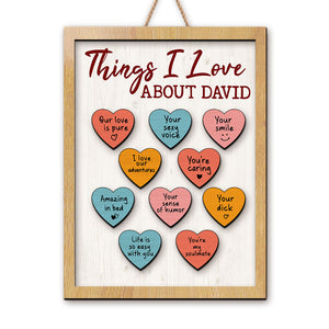 Things I Love About Her Personalized Couple Wood Sign, Gift For Couple - Wood Sign - GoDuckee