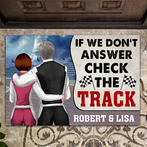 Personalized Racing Couple Doormat - If We Don't Answer Check The Track - Doormat - GoDuckee