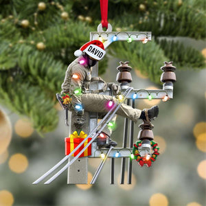 Lineman On The Pole - Personalized Acrylic Ornament - Ornament - GoDuckee