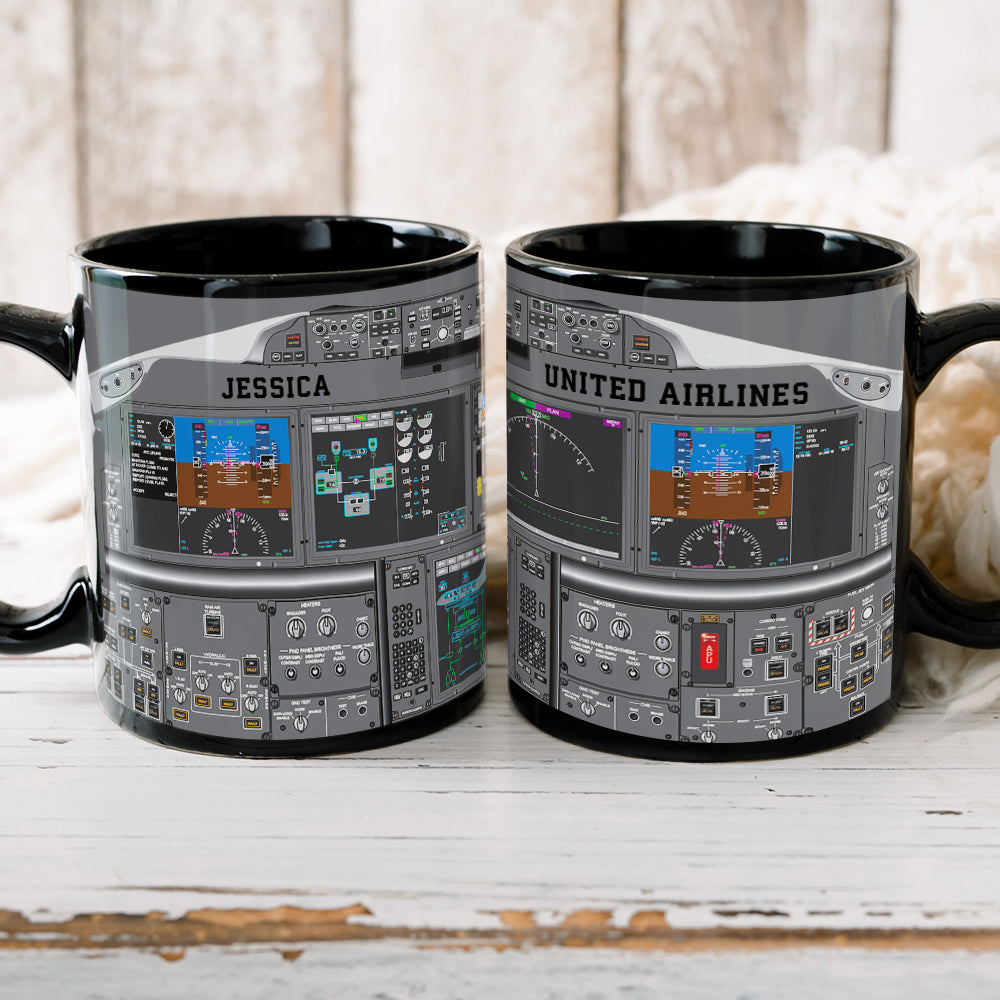 Personalized Plane Dashboard Mug, Custom Airplane Cockpit, Gift For Ai