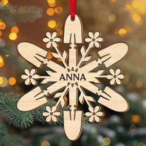 Gardening Snowflake, Personalized 2 Layered Mix Ornament, Christmas Gift - Ornament - GoDuckee