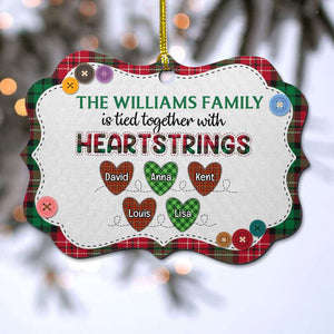 Family Is Tied Together With Heartstrings, Personalized Medallion Wood Ornament - Ornament - GoDuckee