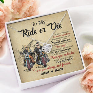 Biker Couple To My Ride Or Die - Personalized Love Knot Necklace - Jewelry - GoDuckee