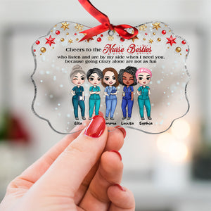 Cheers To The Nurse Besties Personalized Acrylic Ornament, Gift For Nurse - Ornament - GoDuckee