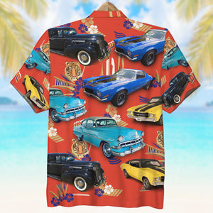 Custom Classic Car Photo Hawaiian Shirt, Tiger Pattern - Hawaiian Shirts - GoDuckee