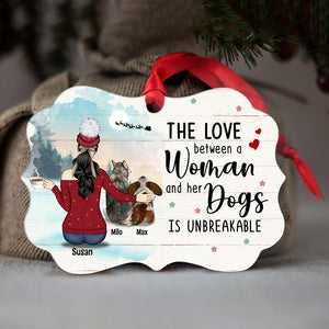 Dog Love Between A Woman and Dogs - Personalized Ornament - Gift for Dog Lovers - Ornament - GoDuckee
