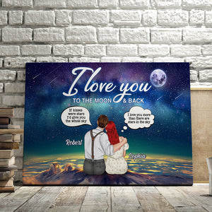 I Love You To The Moon & Back Personalized Couple Canvas Print, Gift For Couple - Poster & Canvas - GoDuckee