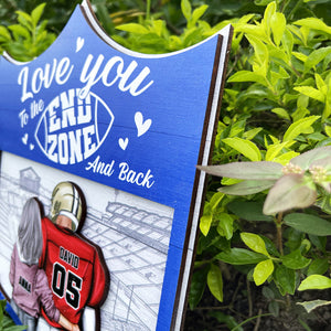 Love You To The End Zone And Back Personalized Football Couple Wood Sign Gift For Couple - Wood Sign - GoDuckee
