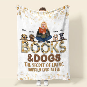 Books & Dogs The Secret Of Living Happily Ever After Personalized Blanket Gift For Her - Blanket - GoDuckee