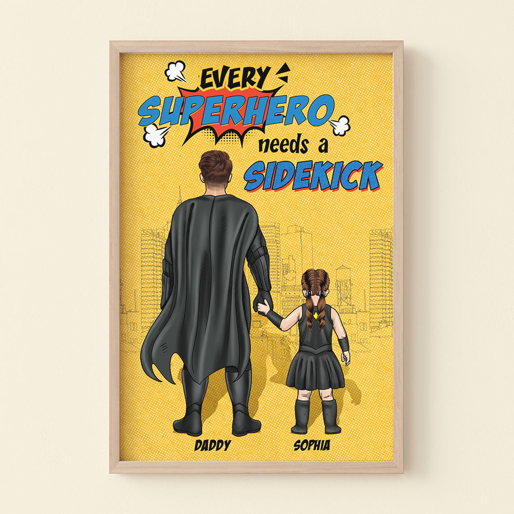 Every Super Dad Needs A Sidekick Personalized Canvas Print Gift For Family - Poster & Canvas - GoDuckee