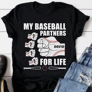 My Baseball Partners for Life, Personalized Shirts, Father's Day Gifts for Dads, Fist Thumb Dad and Kids - Shirts - GoDuckee