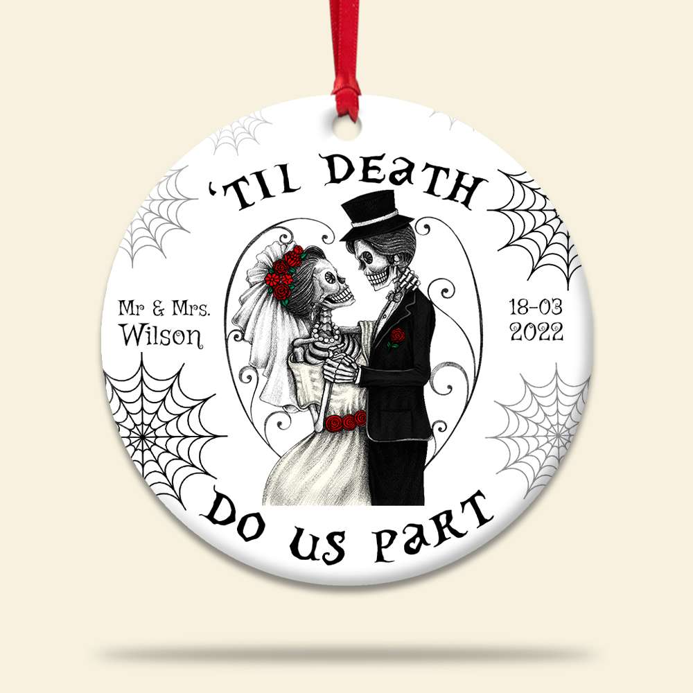 Couple Till Death Do Us Part, Personalized Ceramic Ornament - Ornament - GoDuckee