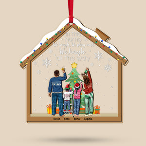 Christmas Family We Jingle All The Way, Personalized 2 Layered Mix Ornament - Ornament - GoDuckee